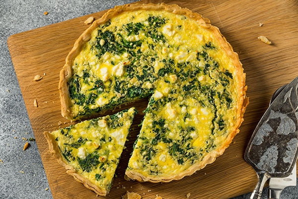 Quiche with egg, spinach, feta and other brain healthy nutrients.
