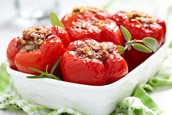 Stuffed Bell Peppers With Bulgur and Basil