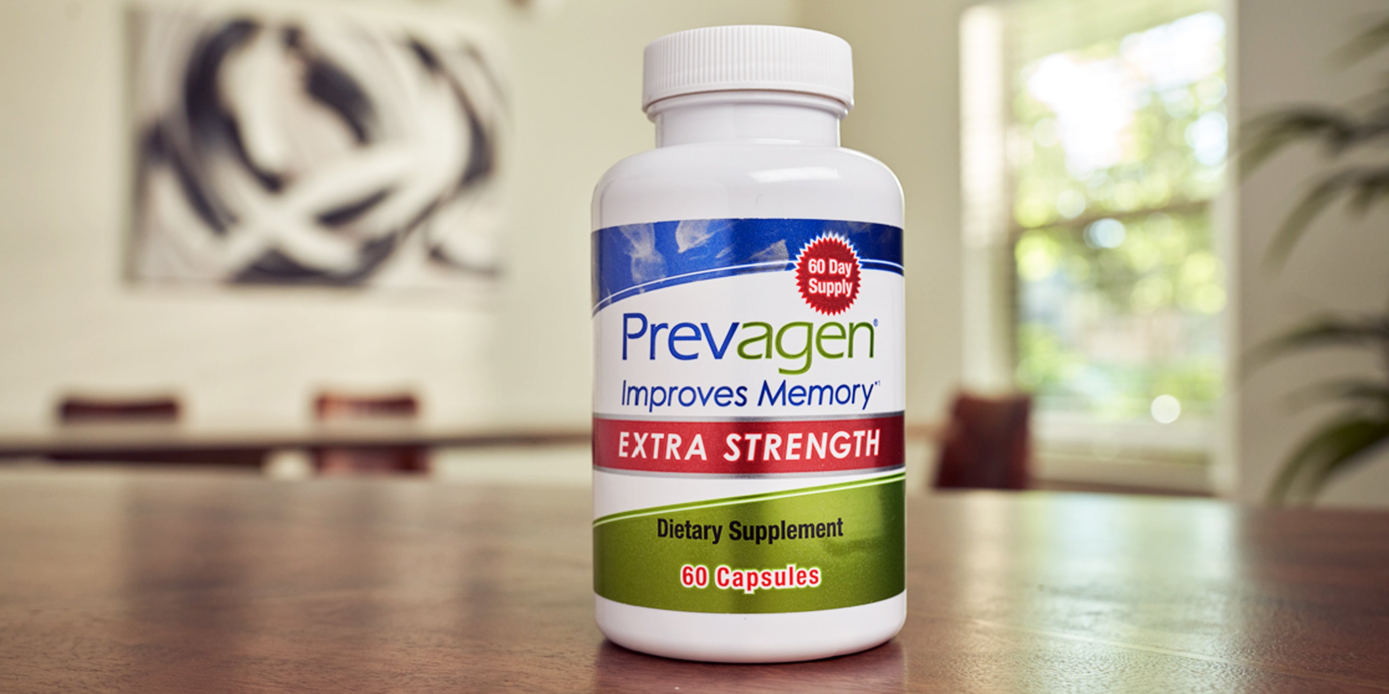 Prevagen bottle of extra strength 60 day supply in kitchen